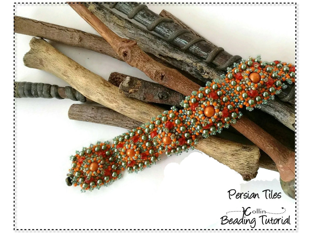 Right Angle Weave Beaded Tiles Beading Pattern, Bracelet Pattern
