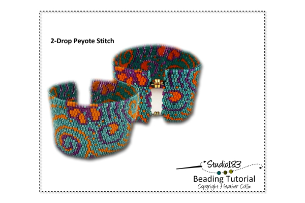 2 drop Flat Peyote Stitch Cuff Beading Pattern Tutorial