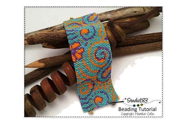 2 drop Flat Peyote Stitch Cuff Beading Pattern Tutorial