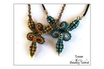 DIY Twisted Pendant Necklace Pattern - PRAW and CRAW Sections, with Floral Motif Option - Intermediate Level - TWISTER