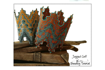 Wide Geometric ZigZag Edged Cuff Beading Pattern, Geometric Peyote Stitch Beading Tutorial - JAGGED CUFF