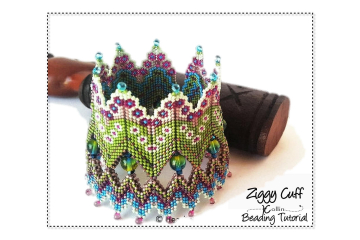 Beading Patterns, Tutorials, Geometric Peyote Stitch Cuff - ZIGGY CUFF