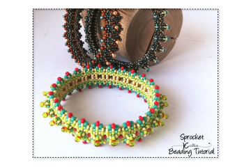 Beading Patterns, Tutorials, CRAW & Peyote Stitch Bangle - SPROCKET