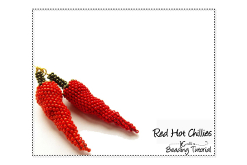 Life-like Beaded Chillies Pattern, Funky Earrings Beading Pattern, Tubular Peyote Stitch, Beading Tutorial - CHILLI