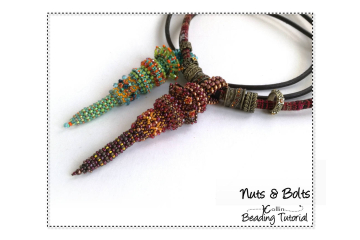 CRAW Pendant with add-on, free moving Right Angle Weave Beaded Beads, Beading Pattern Tutorial - NUTS & BOLTS