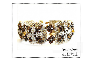 Beading Patterns, Tutorials, Peyote Stitch Squares Bracelet - SNOW QUEEN