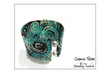 Beading Patterns, Tutorials, Even Count Peyote Stitch Word Chart Cuff - COSMIC ROSE