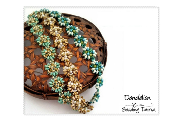 Beading Patterns, Tutorials, RAW Super Duo Bracelet - DANDELION