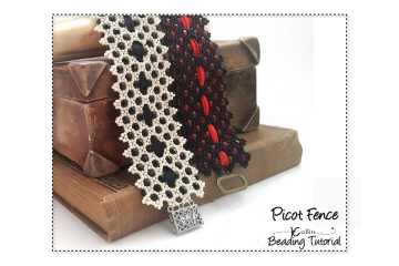 Beading Patterns, Tutorials, RAW Flat Cuff - PICOT FENCE